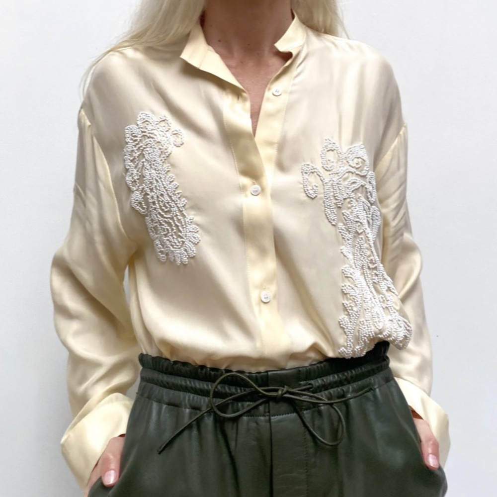 Zara Cupro asymmetric blouse